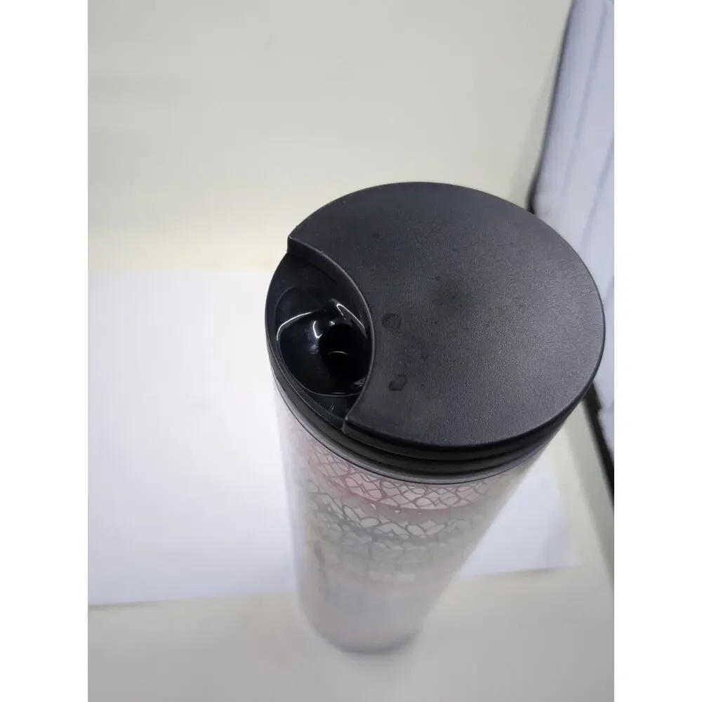 Starbucks 2017 Acrylic Tumbler Travel Cup Rainbow Hearts Twist Lid To Open 16oz